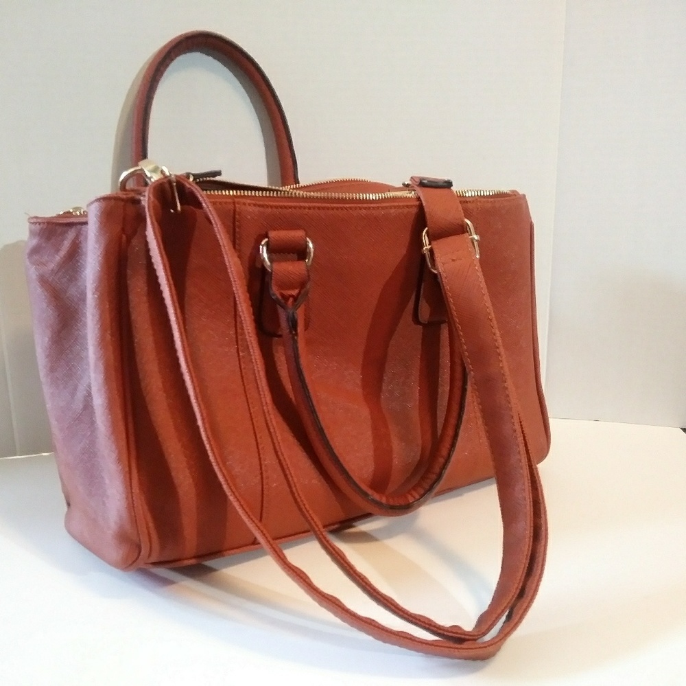 BURNT ORANGE JUSTFAB WOMENS LARGE HANDBAG/PURSE